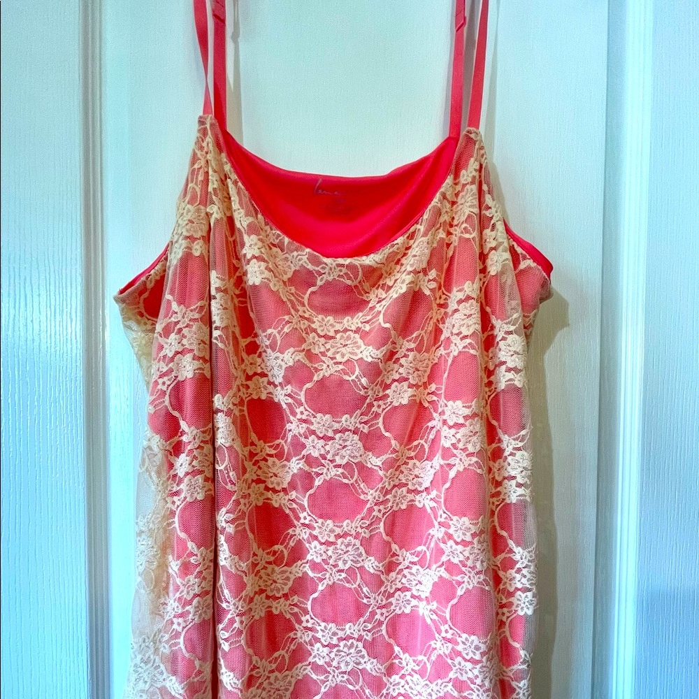 Lane Bryant Cream Lace Overlay Tank Top Women’s Plus 22/24 Pink Tunic Stretch